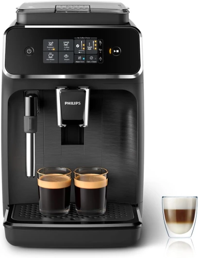 Série 2200 Machine Expresso Automatique - 2 Boissons, Mousseur à Lait Classique, Écran Tactile, Broyeur Céramique, Aroma Seal, Noir Mat (EP2220/10) 2 Boissons Mousseur à lait classique