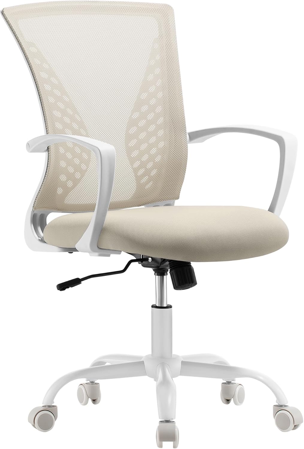 Fauteuil de Bureau en Toile, Chaise Ergonomique, Siège, Pivotant, Réglable en Hauteur, Mécanisme d’Inclinaison, Siège et Dossier en Toile Respirante, Charge 120 kg, Beige Cappuccino OBN022K01 Beige Cappuccino De base