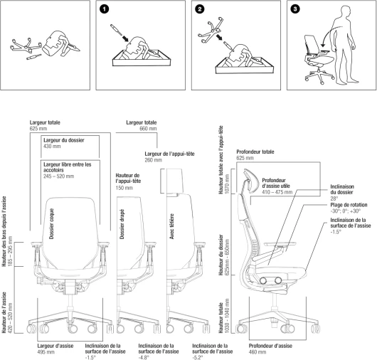 Gesture, chaise de bureau ergonomique avec accotoirs à 360°, soutien lombaire 3D Live Back et têtière réglable Onyx, 66 x 62.5 x 107, Noir Noir avec Têtière Avec appui-tête